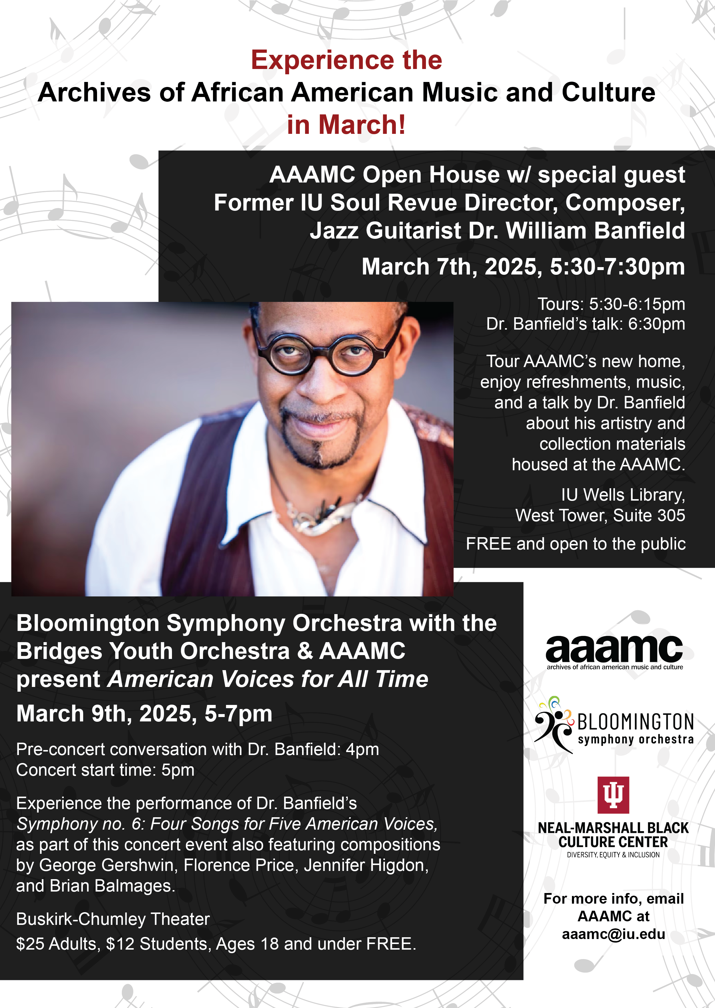 AAAMC open house and BSO concert flyer