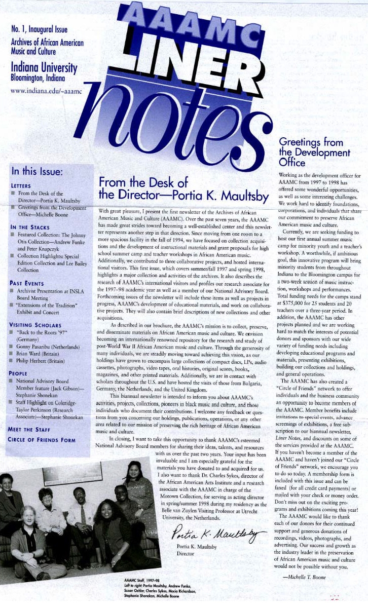 Liner Notes, no. 1 (Summer/Fall 1997 and Spring 1998 - Inaugural Issue) feature image